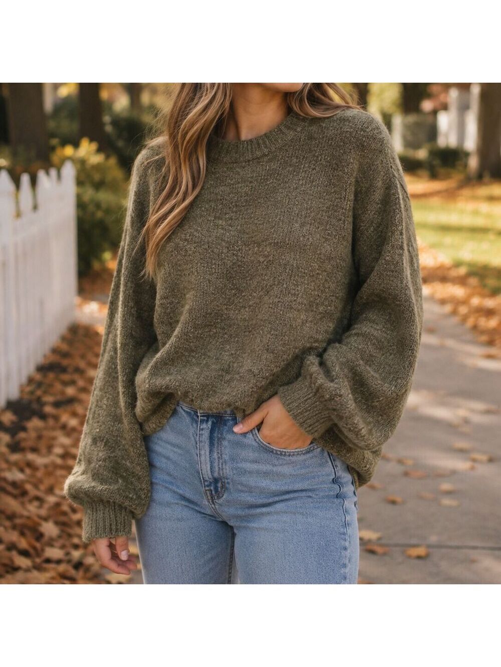 Old Navy XL Olive Green Chenille Plush Textured Crew Neck Cropped Sweater